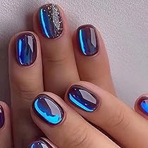 Amazon | COLORBIRD ネイルチップ ショート 24枚 青 ネイル 付け爪